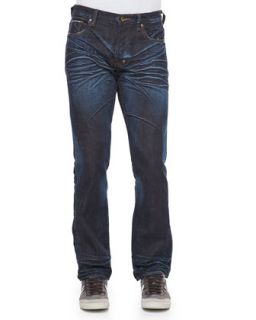 Mens Barracuda Straight Leg Selvedge Jeans, 6M Dark Blue   PRPS   Dark blue