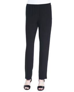 Womens Silk Georgette Slim Pants, Black   Eileen Fisher   Black (XXS (0))