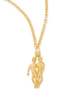 Golden Gemini Zodiac Necklace, 36L   Valentino   Gold