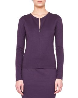 Womens Long Sleeve Zip Front Top   Akris punto   Purple (46/16)