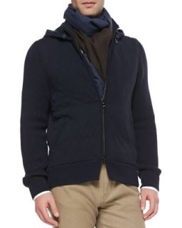 Mens Quilted Cashmere Bomber Jacket   Loro Piana   Dark blue (54)