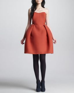 Womens Wool Gazar Bustier Dress, Orange Red   Carven   Orange/Red (42/8)