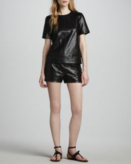 Womens Tullia Snake Print Leather Shorts   J Brand Ready to Wear   Black (6)