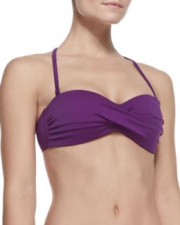 Womens UPF 50 Boho Twisted Bandeau Bikini Top, Purple   Parasol   Purple (X 