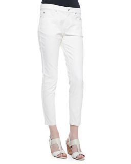 Womens Organic Jacquard Skinny Ankle Jeans   Eileen Fisher   Soft white (18)