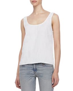 Womens Simple Sleeveless Linen Tank   rag & bone/JEAN   White linen (SMALL)