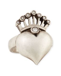 Silver Heart & Crown Ring with Diamonds   Irit Design   Silver (6)