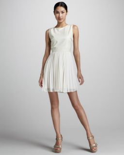 Womens Pleated Fit and Flare Dress   Erin by Erin Fetherston   White/Ecru (10)