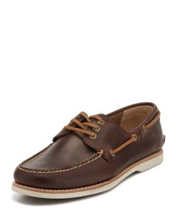 Mens Sully Leather Boat Shoe, Brown   Frye   Brown (9.5D)