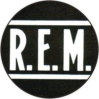 R.E.M.   Logo (White On Black)   1 1/2" Button / Pin Clothing