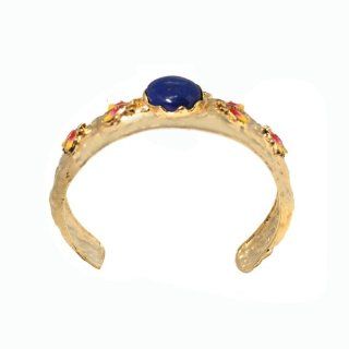 De Buman 14k Goldplated Genuine Lapis Cuff Bracelet Jewelry