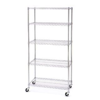 Seville Classics 5 Shelf, 18 Inch by 36 Inch by 72 Inch Shelving System with Wheels   General Purpose Storage Rack Shelves