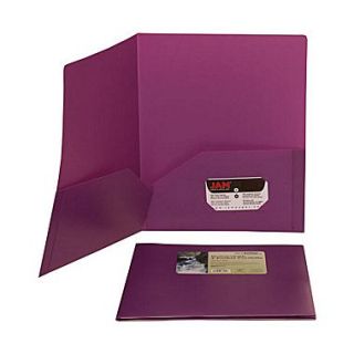Jam 9 1/2 x 11 1/2 Plastic Biodegradable Two Pocket Eco Folder, Purple