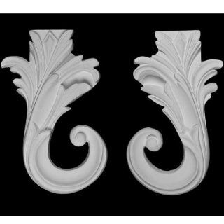 Plaster Corner Molding (Item # A70518rl) Hand Carved & Sculpted From Plaster with Its Decorative Architectural Design, 6 3/4" Long X 5 1/2" Wide and 3/4" Projection/thickness   Wood Moldings And Trims