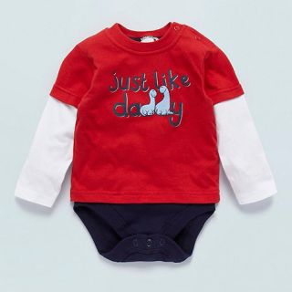 bluezoo Babies red two in one dinosaur top and bodysuit