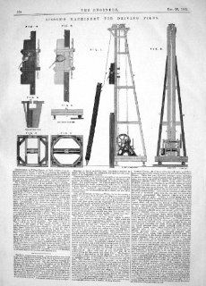 ENGINEERING 1862 INVENTION WILLIAM SISSON MACHINERY DRIVING PILES   Prints
