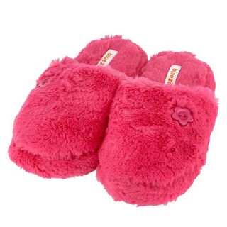 bluezoo Girls bright pink faux fur slippers