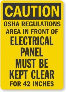SmartSign Adhesive Vinyl OSHA Safety Sign, Legend "Caution Electrical Panel Must be Kept Clear", 5" high x 3.5" wide, Black on Yellow