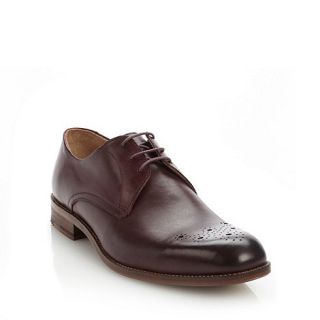 Ben Sherman Plum leather lace up smart shoes with perforated design
