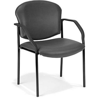 OFM Manor Vinyl Guest/Reception Chair, Charcoal
