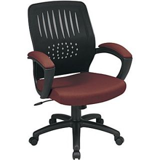 Office Star Screen Back Fabric Over Designer Contoured Shell Chair with Padded Arm, Burgundy
