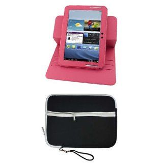 BIRUGEAR Hot Pink 360 Degrees Rotating Leather Stand Cover Case with Neoprene Storage Carrying Case for Samsung Galaxy Note 10.1 Inch Tablet N8000/ N8010/ N8013 Computers & Accessories