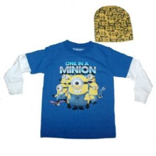 Despicable Me 2   Long Sleeve with Hat Minion Tee   Size 10/12 Blue Clothing