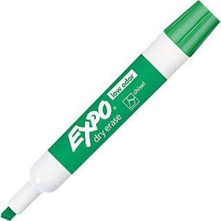 EXPO Low Odor Chisel Tip Dry Erase Markers, Green, Dozen