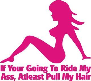 If You're Going to Ride My Ass At Least Pull My Hair Funny Decal (6" Inch in HOT PINK) Decal for car, laptop, window, Etc. WITH  