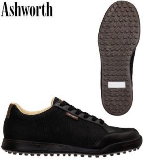 Ashworth Mens Cardiff Spikeless Golf Shoes G54226 Black Canvas 12 Shoes