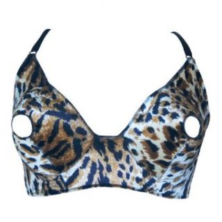 LoveFifi Women's Animal Instincts Nipple less Bra   One Size Plus   Leopard Adult Exotic Bras Clothing