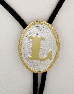 Silver/Gold Plated Monogram Letter "L" Bolo Tie Clothing