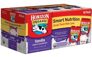 Horizon Organic Milk Low Fat 1% DHA Omega3, Vanilla At least 95% Organic 3/6/8floz  Dairy Milks  Grocery & Gourmet Food