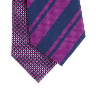 Thomas Nash Set of two dark pink jacquard patterned ties
