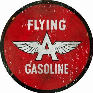 Round Flying A Gasoline Service Station Sign Vintage Looking   Decorative Signs