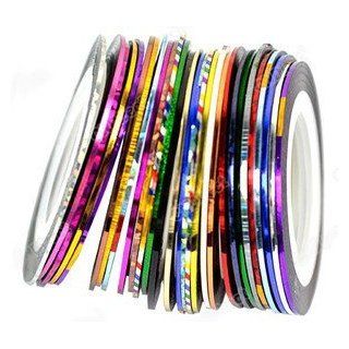 Nail Stripes Striping Tapes By Cheeky  Wonderful Nail Decoration Set Kit of 30 Nail Strips Nail Striping Tape in 30 Different Colors. Looks Amazing with Nail Rhinestones and Nail Fimo Decoration.  Nail Art Equipment  Beauty