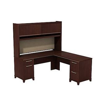 Bush Enterprise 72W x 72D L Desk with Hutch, Harvest Cherry