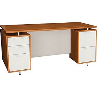 Regency OneDesk Collection 71 Double Pedestal Desk, Amber/White Finish