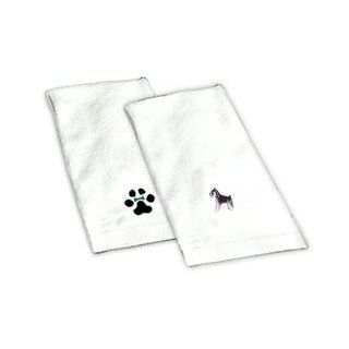 Our Schnauzer white hand towel is 100% cotton and measures 16X26. It is directly embroidered with your Schnauzer image. This is a unique gift idea for your dog loving friend or family member. This towel makes a perfect addition to any bathroom and shows yo