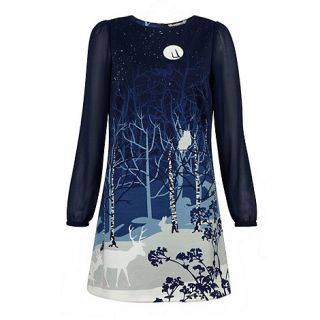 Yumi Blue Forest silhouette dress
