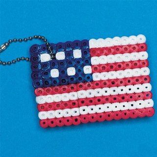 S&S Worldwide Fuse Bead American Flag Craft Kit (Makes 12) Toys & Games