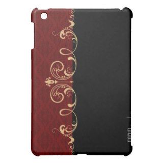 Red and Black Damask with Gold Scroll iPad iPad Mini Cases