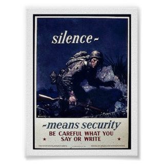 Silence Menans Security Be Careful What You Say Or Posters