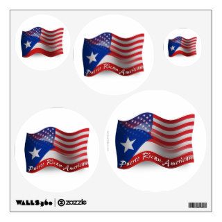 Puerto Rican American Waving Flag Wall Decals