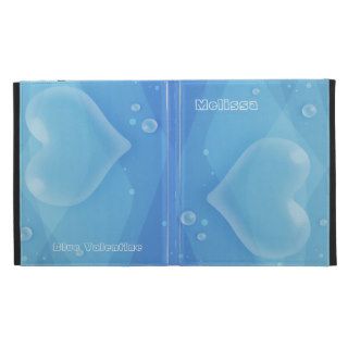 Translucent Blue Heart & Bubbles Water Gradation iPad Case