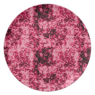 Awesome hot pink colours square tiles abstract dinner plate