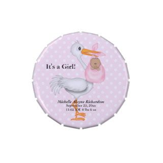 Stork and Ethnic Baby Girl Jelly Belly Tin