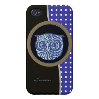 owl bird & dots personalized iPhone 4/4S cases