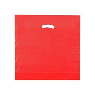 Shamrock 18 x 18 x 4 Low Density Single Layer Kidney Die Cut Handle Bags, Red  Make More Happen at