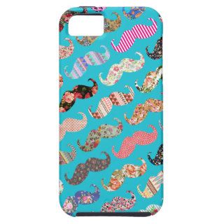 Funny Girly Turquoise Floral Aztec Mustaches iPhone 5 Cover